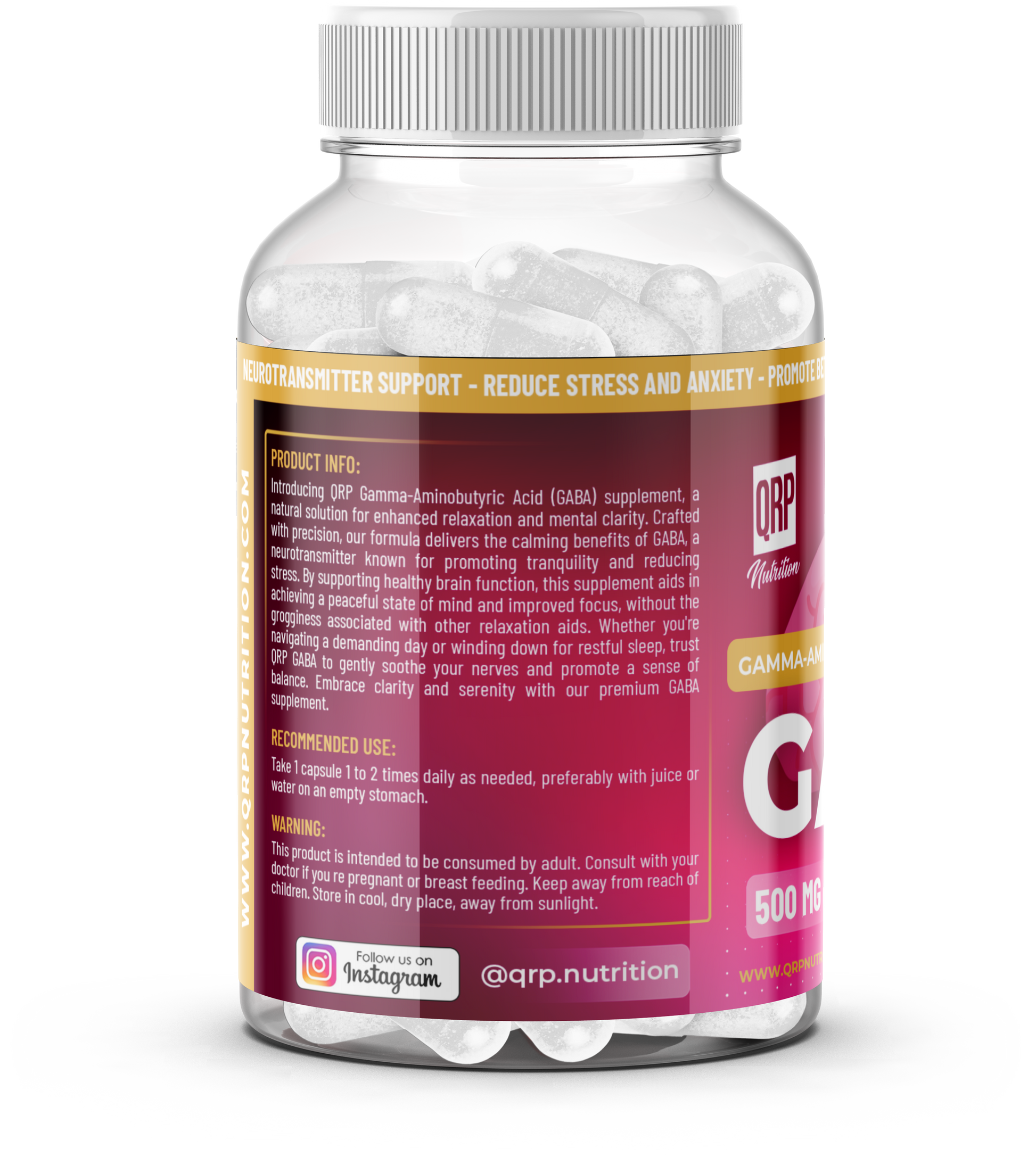 QRP Nutrition GABA 500mg 100 veg. capsules image 3