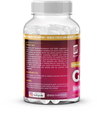 QRP Nutrition GABA 500mg 100 veg. capsules image 3