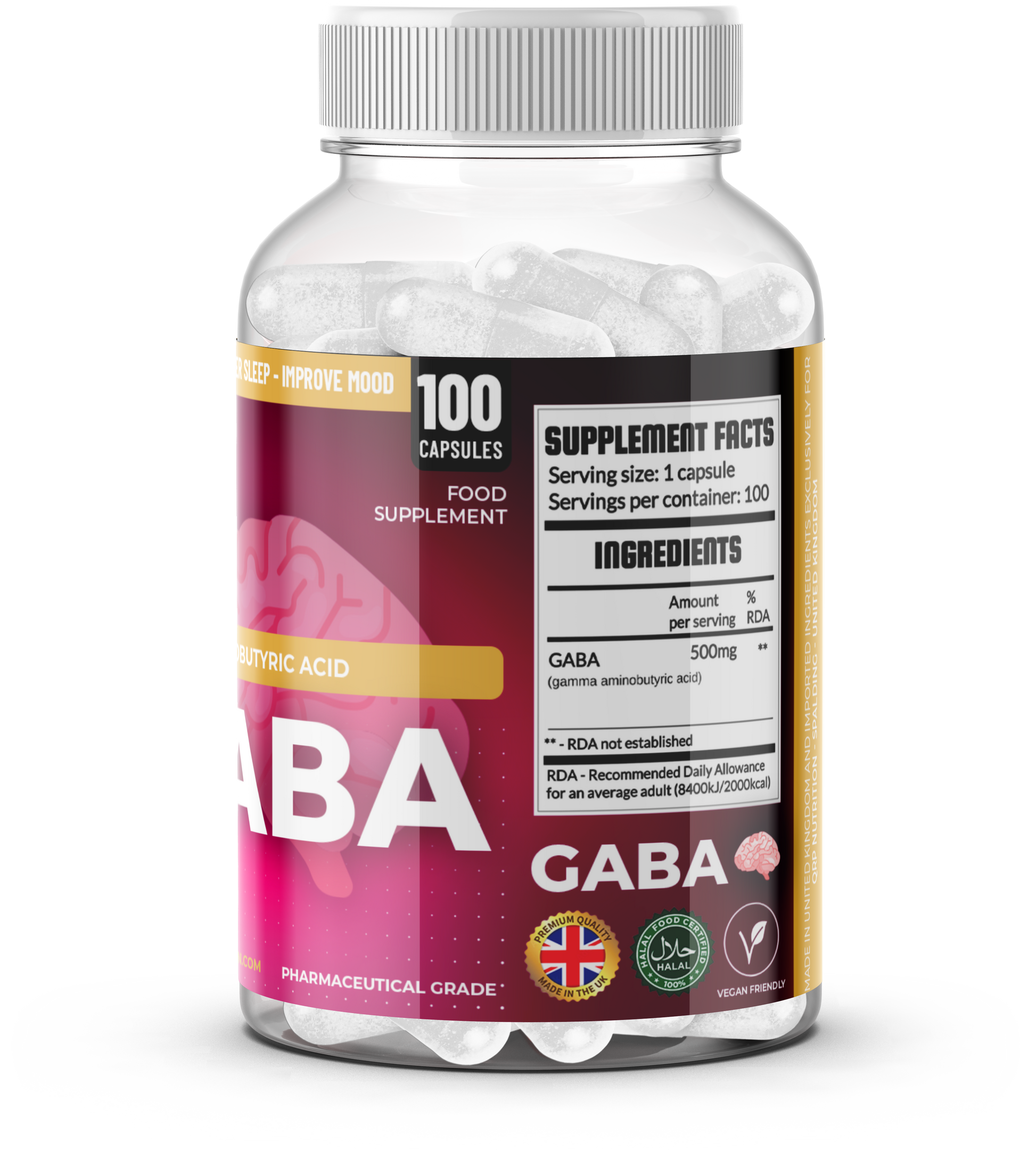 QRP Nutrition GABA 500mg 100 veg. capsules image 2