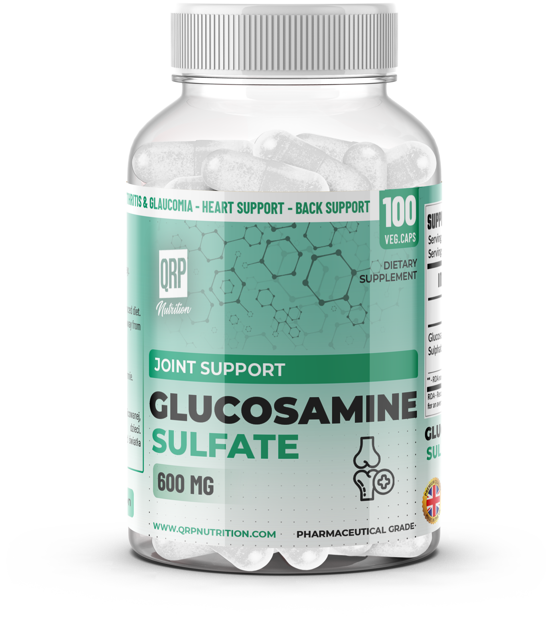 QRP Nutrition Glucosamine Sulphate 600mg 100capsules image 4