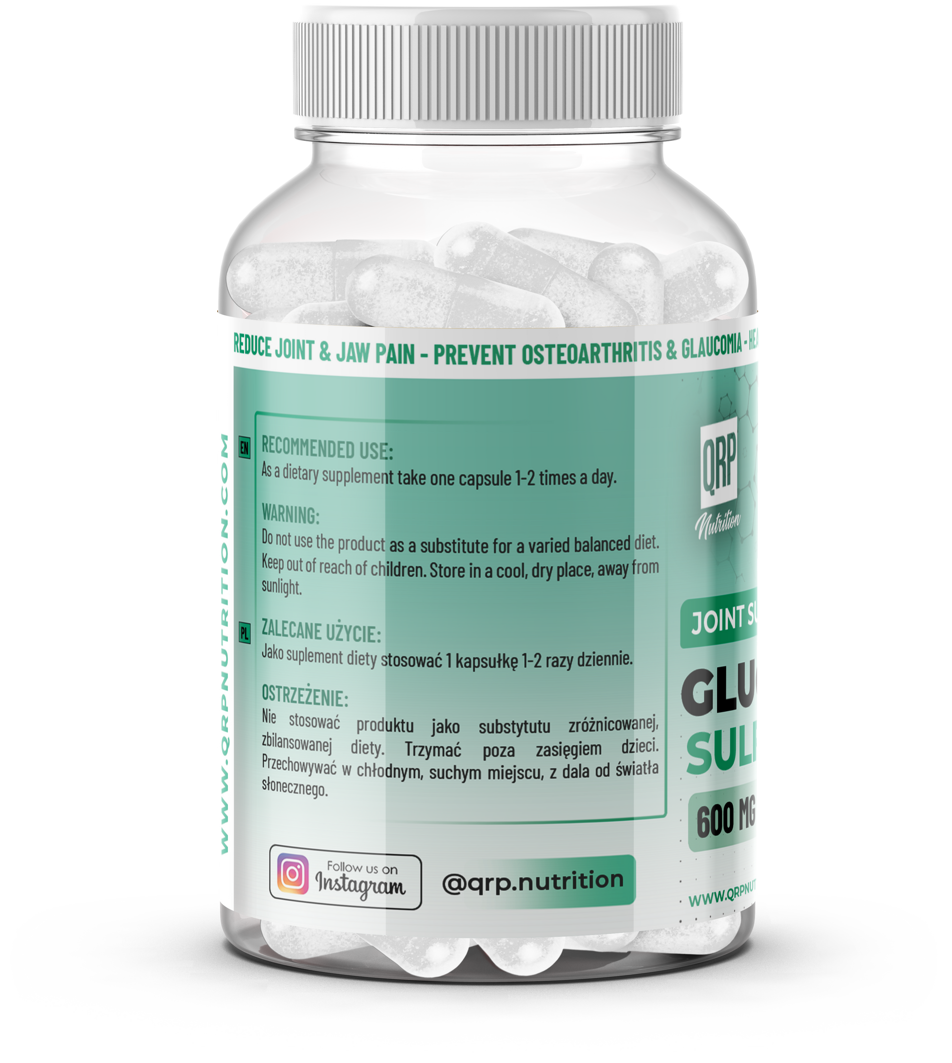 QRP Nutrition Glucosamine Sulphate 600mg 100capsules image 3