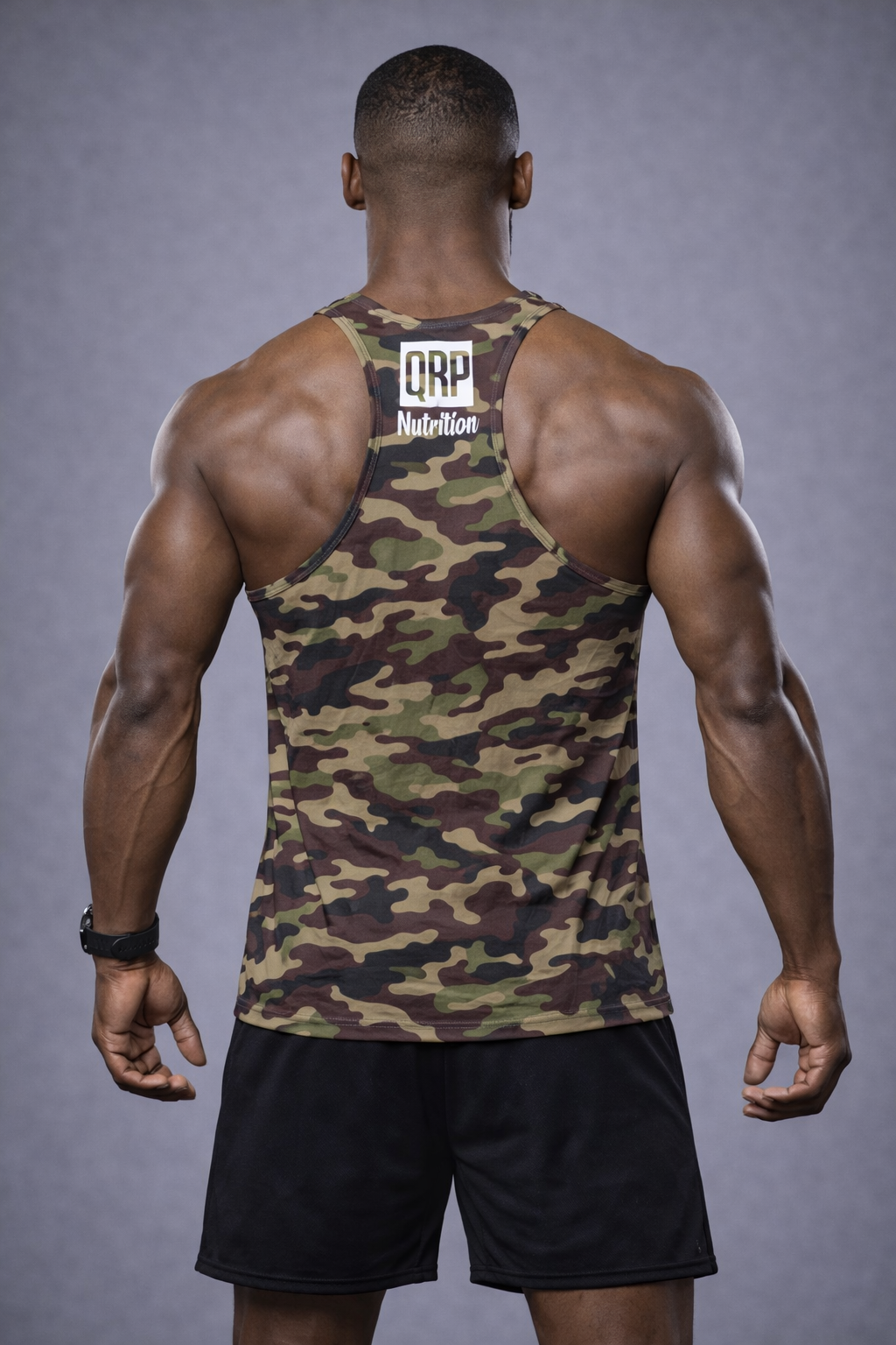 qrp nutrition gym vest camo front muscular arthlete