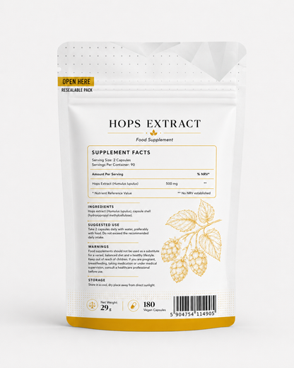QRP Nutrition Hops Extract 500 mg – 180 Vegan Capsules
