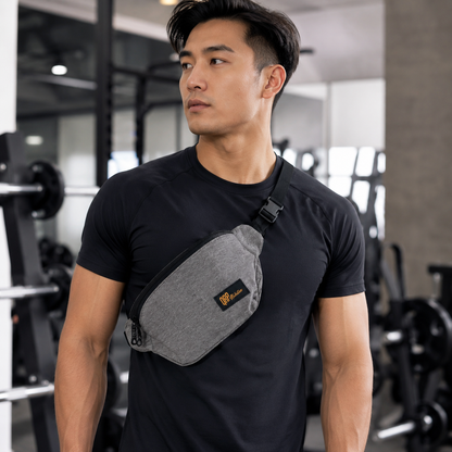 QRP Nutrition Grey Sports Bum Bag – Adjustable Waist & Crossbody Bag