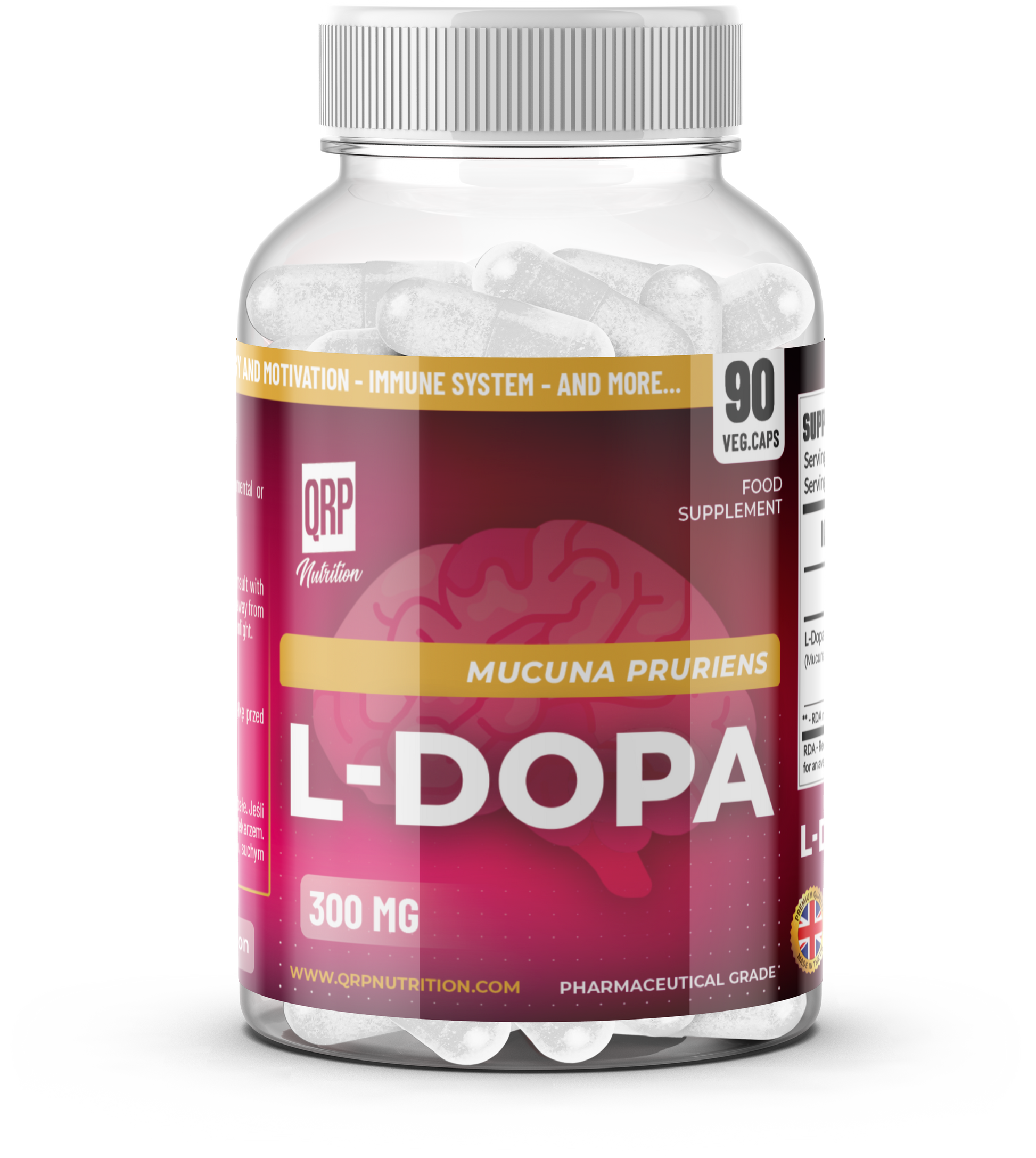 QRP Nutrition L-Dopa Mucuna Pruriens (90caps) image mockup front