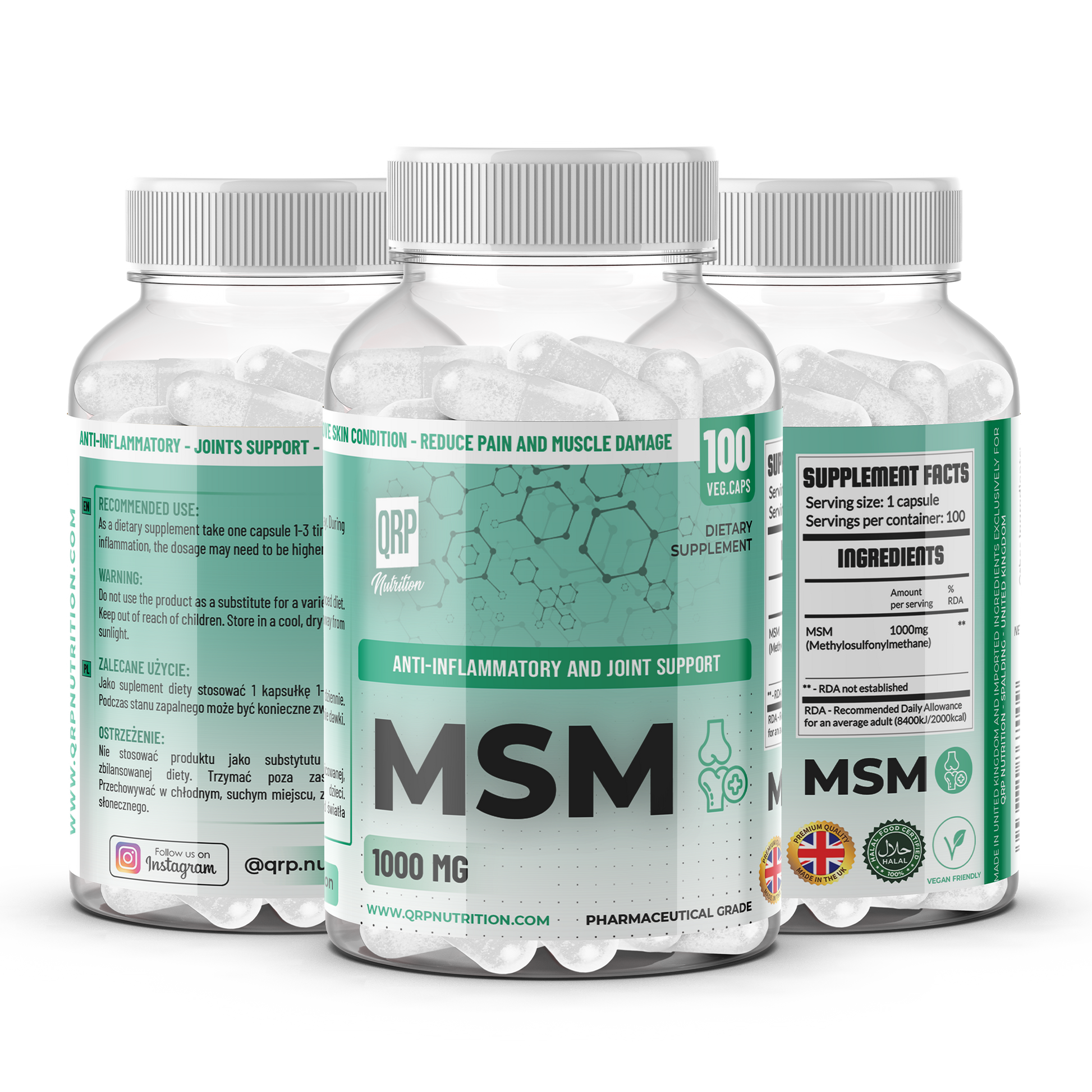 QRP Nutrition MSM 1000mg 100capsules image 0