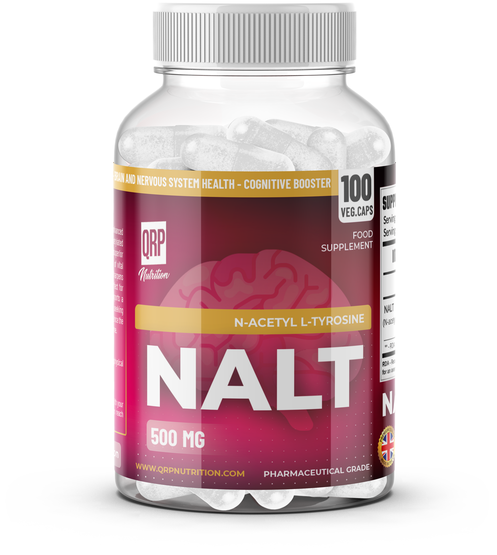 QRP Nutrition NALT (N-Acetyl L-Tyrosine) 500mg image 3
