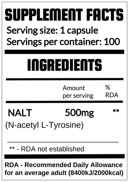 QRP Nutrition NALT (N-Acetyl L-Tyrosine) 500mg image 1