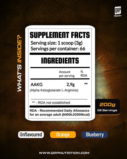 Supplement facts label with ingredients and nutritional information on a dark background