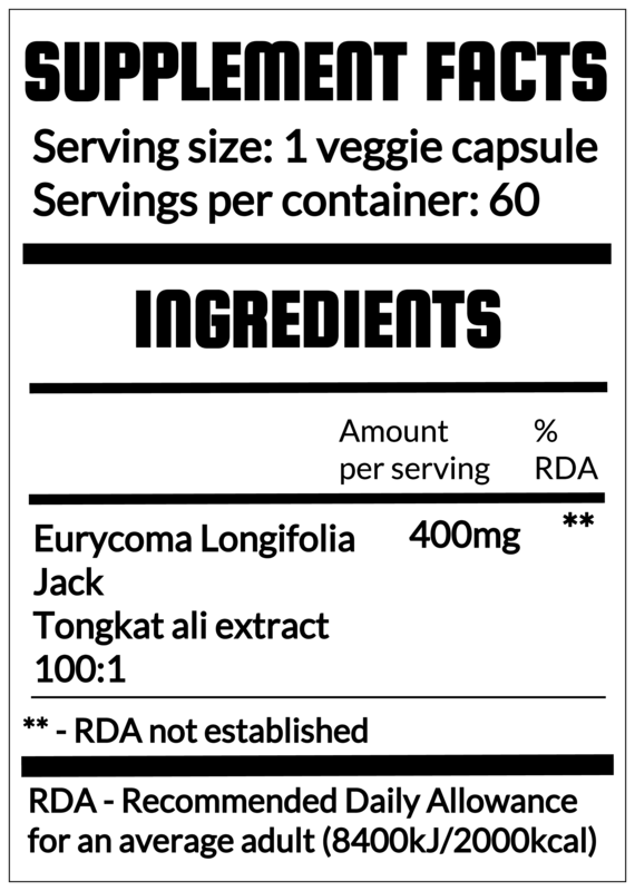 QRP Nutrition TONGKAT ALI (Longjack extract 100:1) 400mg 60 v.caps image 1