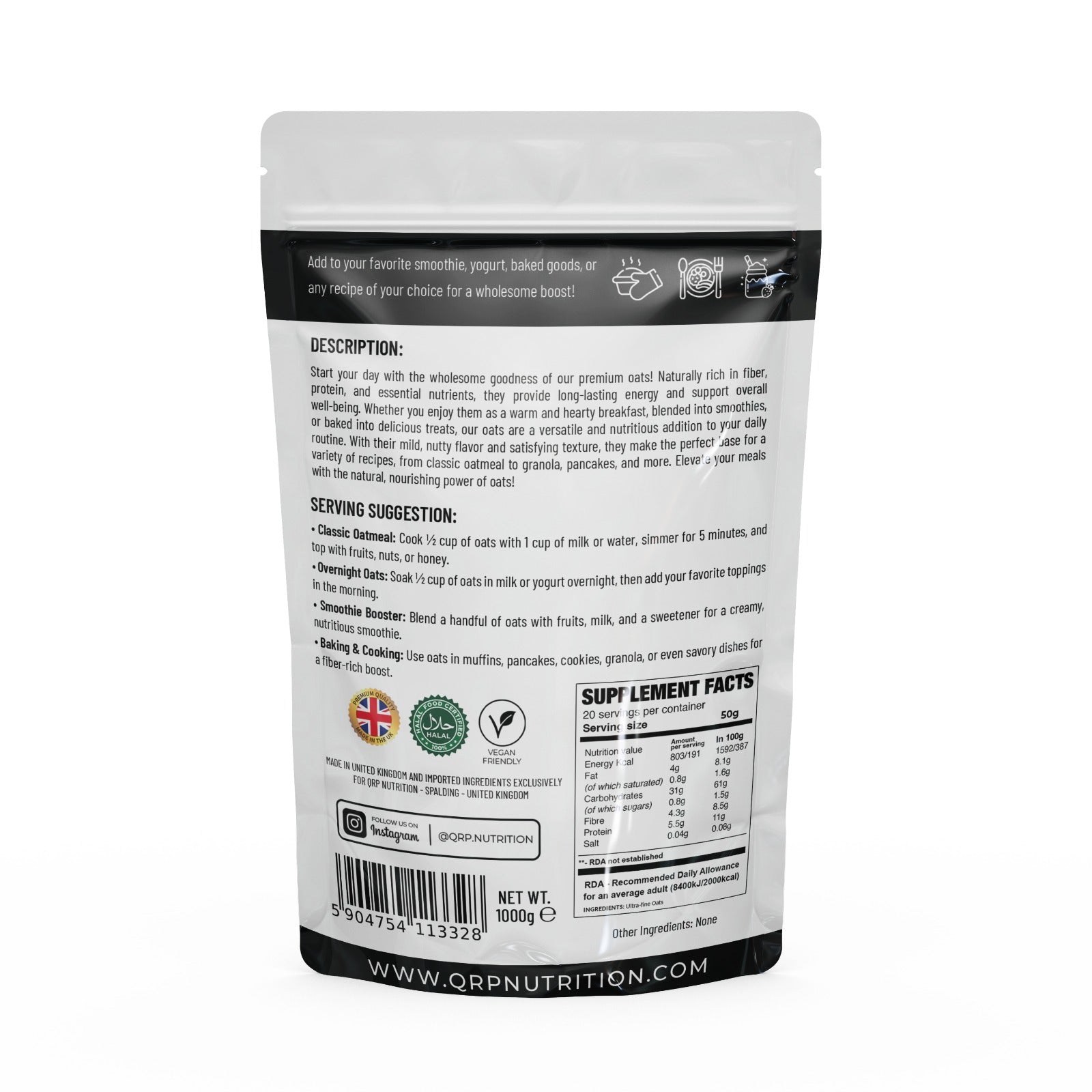 qrp nutrition ultra fine oats 1kg back mockup back