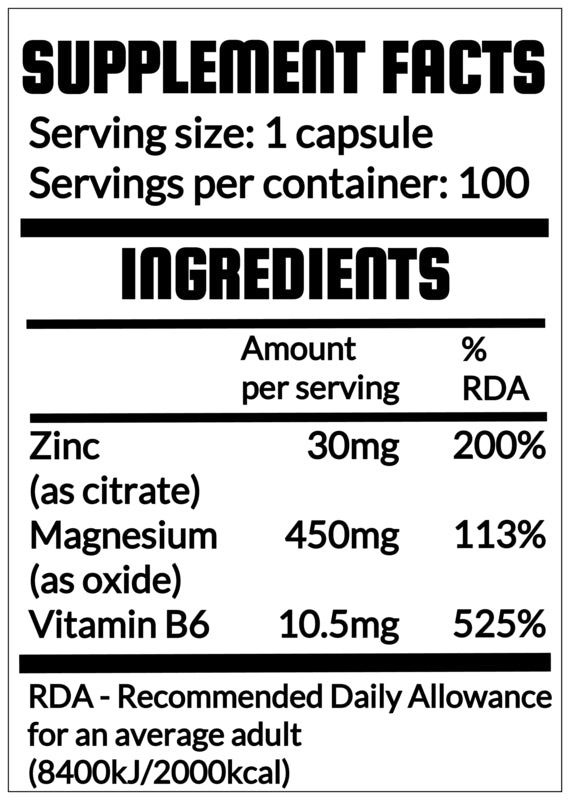 QRP Nutrition ZMA B6 (Strong) 100capsules image 1
